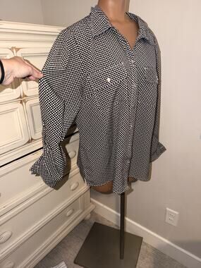 Polka Dot Notations Button Up Shirt Women’s Size XL